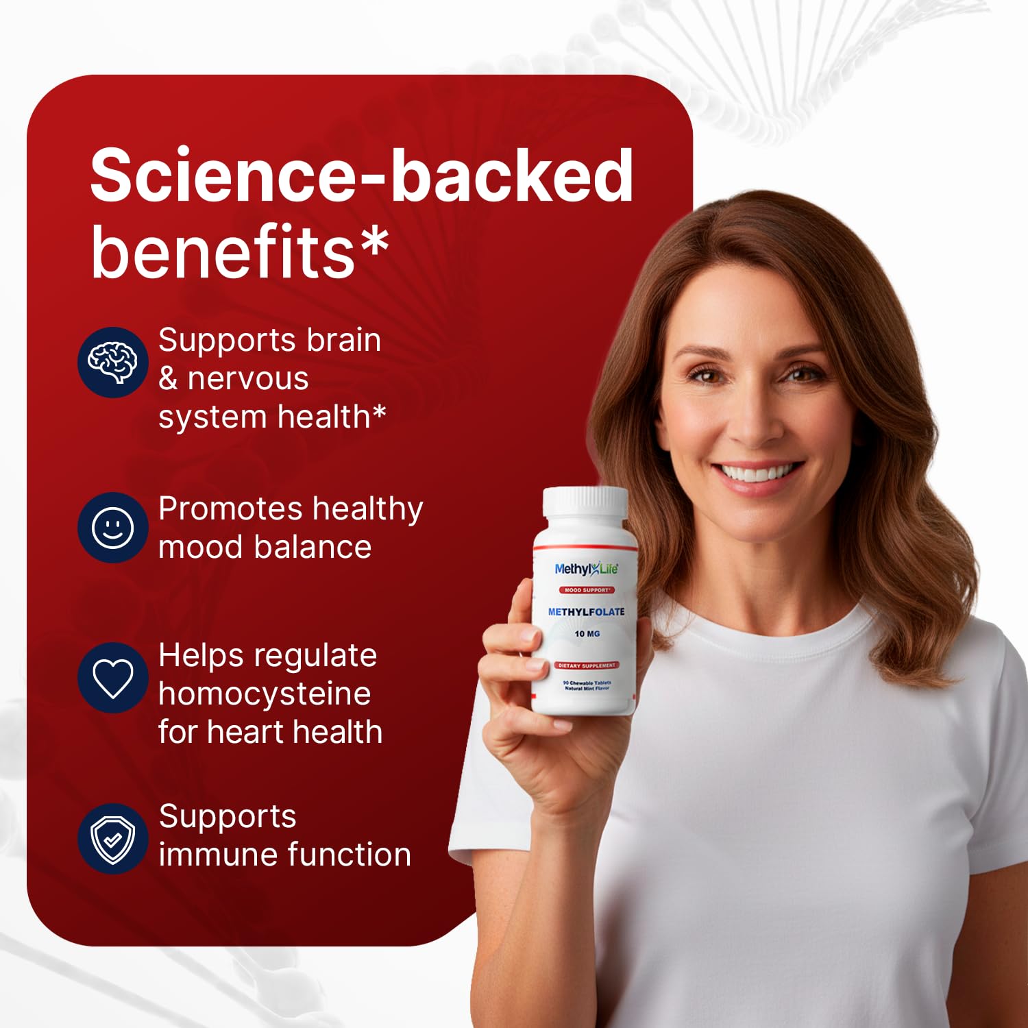 Methyl-Life gluten-free dairy-free ingredients emphasize allergen-friendly formulation.