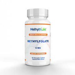 Methyl-Life L-Methylfolate chewable tablet in mint flavor for easy daily folate support.