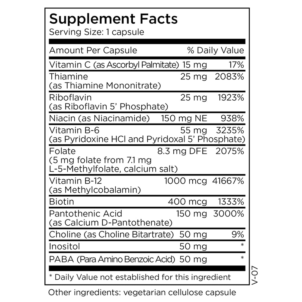 MethylPro B Complex bottle highlights phosphorylated B2 and B6 for better absorption.