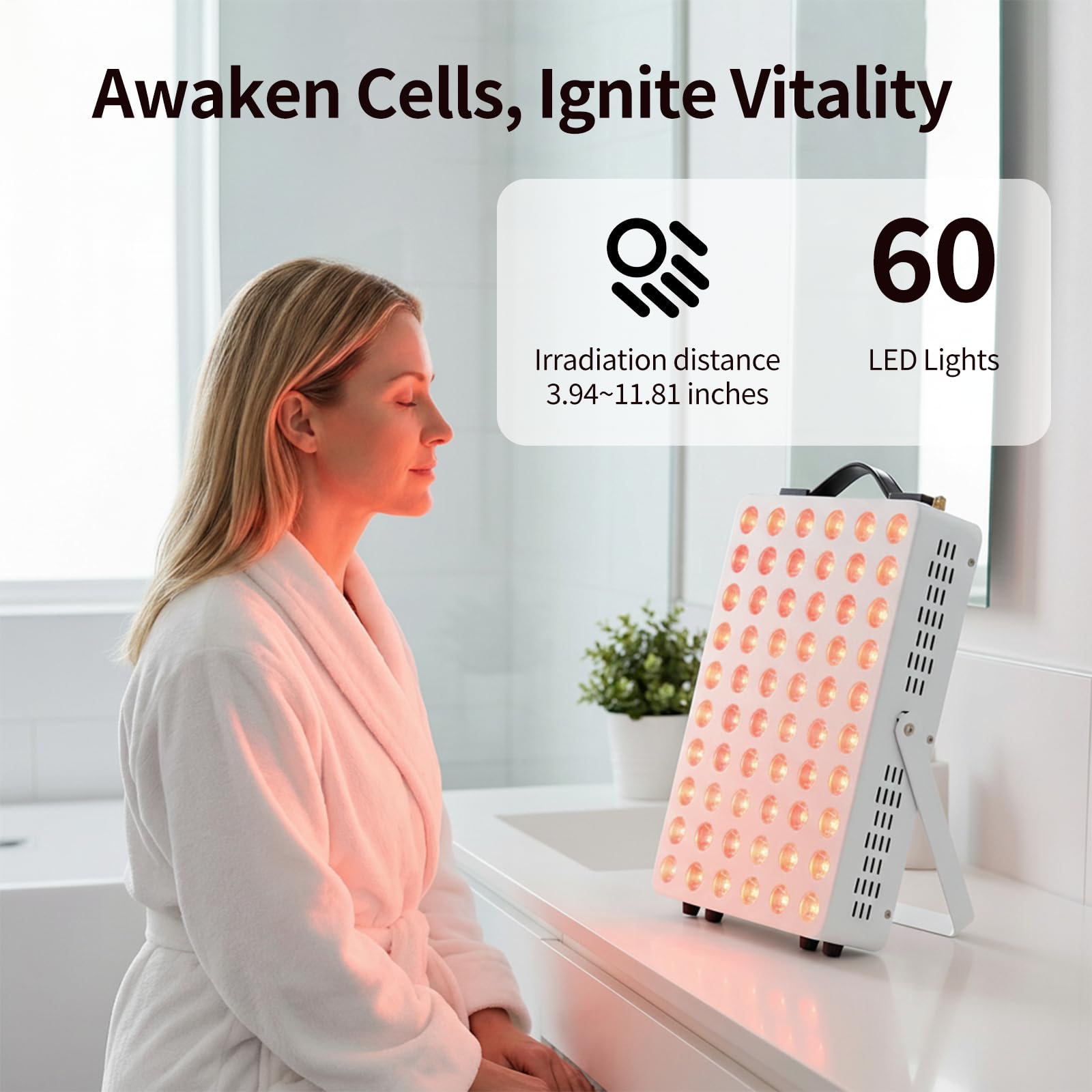 METIKO red light panel on adjustable-height stand for hands-free use