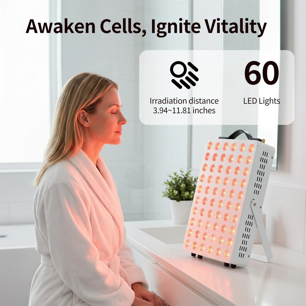 METIKO red light panel on adjustable-height stand for hands-free use