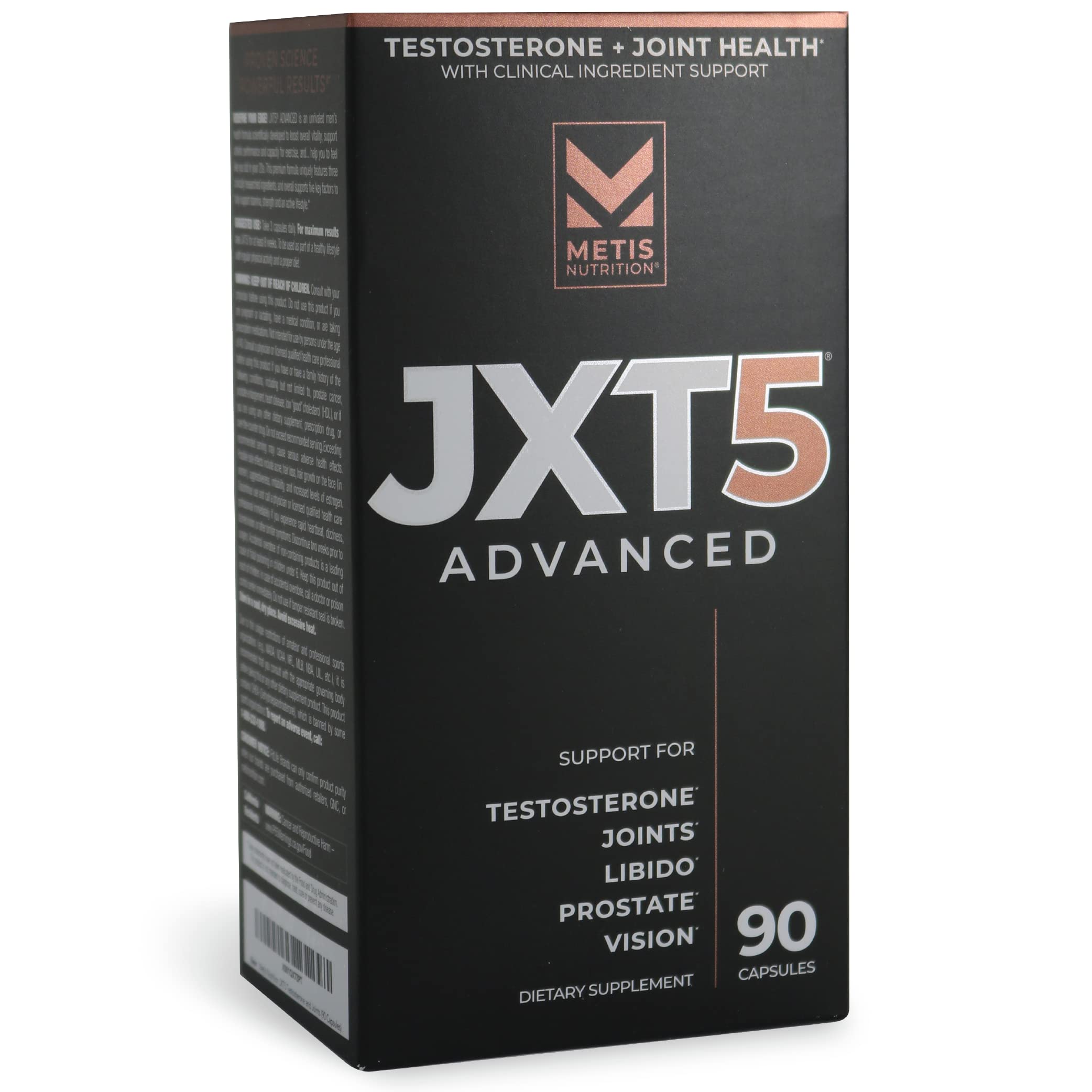 METISNutrition JXT5 bottle front showing a premium 5-in-1 formula for daily energy