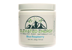 Mettle Energy blue raspberry powder tub ready to mix for a refreshing boost.
