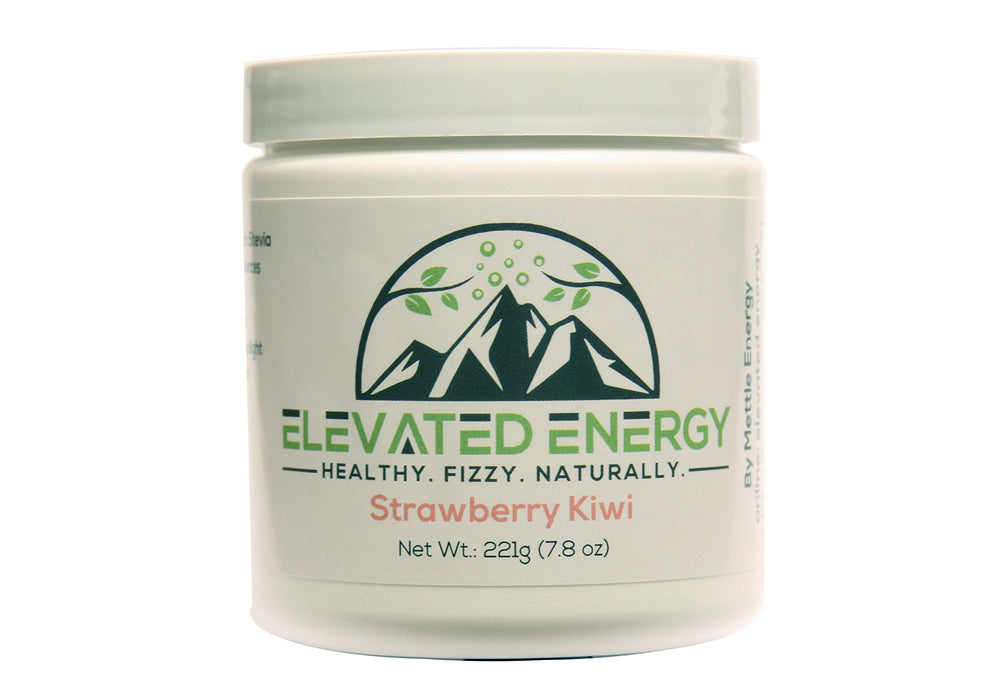Mettle Energy Elevated Energy strawberry kiwi powder packet for quick, convenient energy.