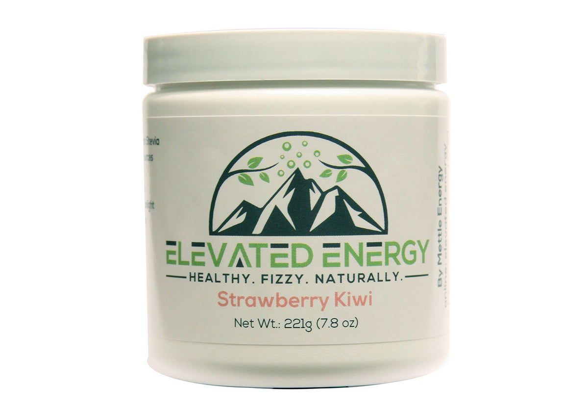 Mettle Energy Elevated Energy strawberry kiwi powder packet for quick, convenient energy.