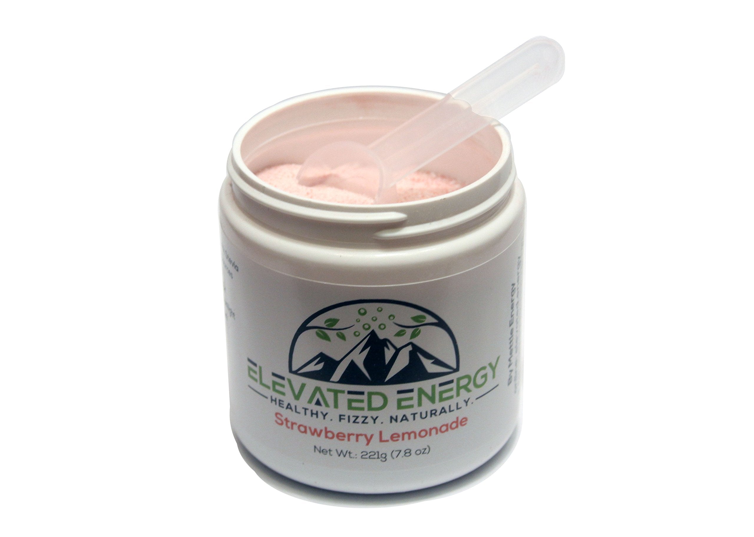 Close-up of Elevated Energy Strawberry Lemonade powder dissolving in water for sustained focus
