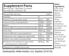 Mettle Energy Elevated Energy vitamin B complex label highlights alertness support.