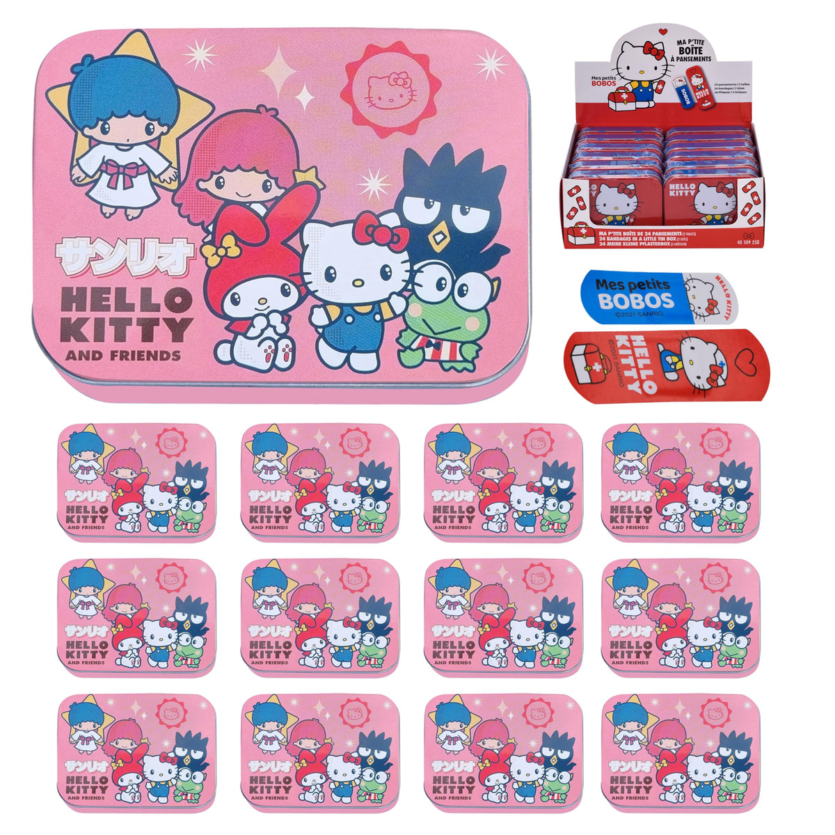 Mevsim Store Hello Kitty plaster tin front shows colorful kid-friendly designs.