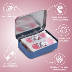 Mevsim Store Hello Kitty plaster tin open reveals 24 plasters for adventures.