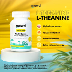 MEWD mood-support gummy close-up showcases L-theanine and B vitamins.