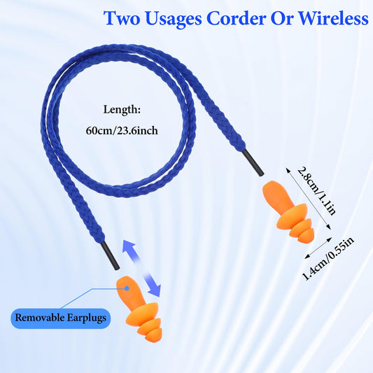 Meyeyaia corded earplugs with blue cords for easy retrieval.
