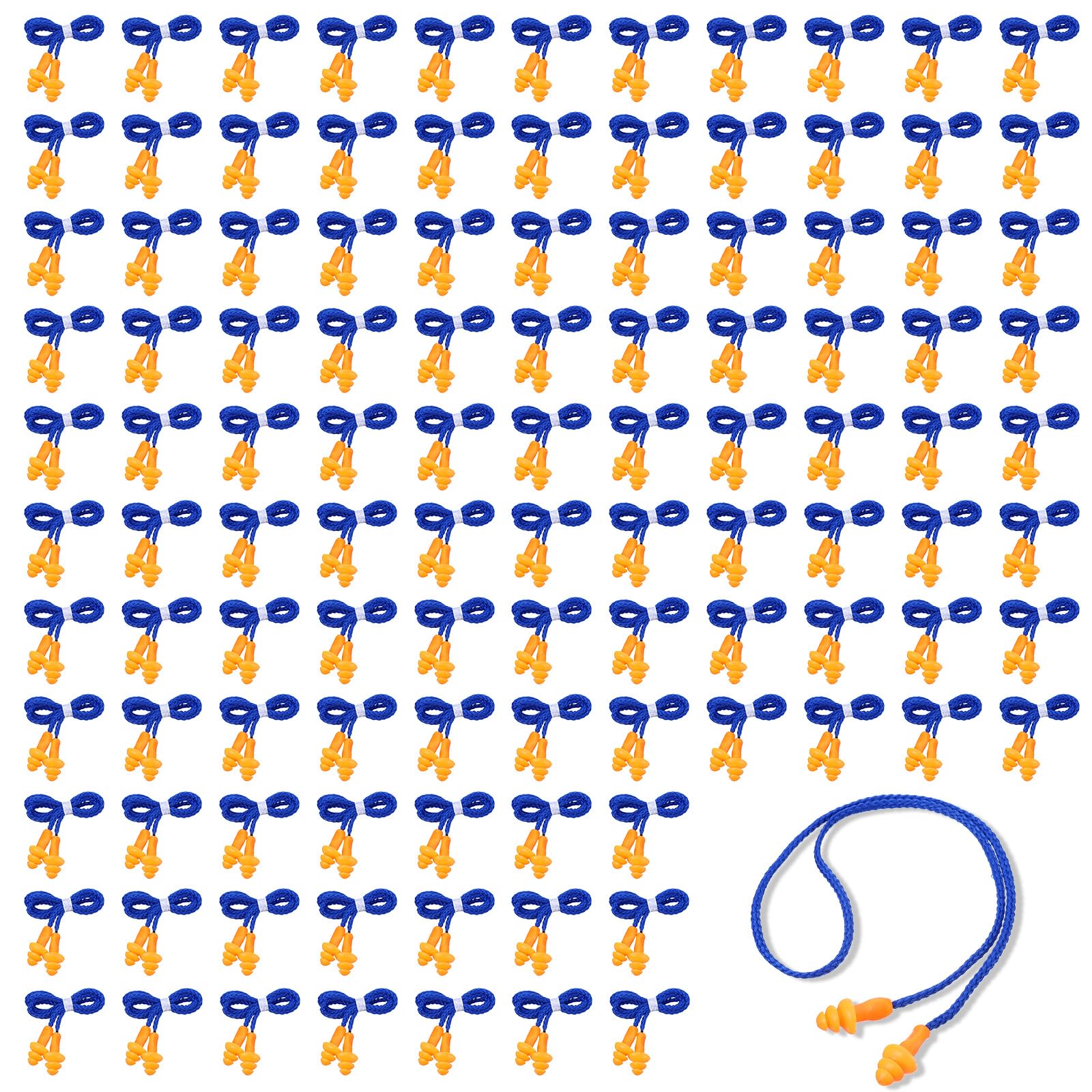 Meyeyaia orange silicone earplugs with cord packaging for hygiene and portability.