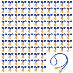 Meyeyaia orange silicone earplugs with cord packaging for hygiene and portability.