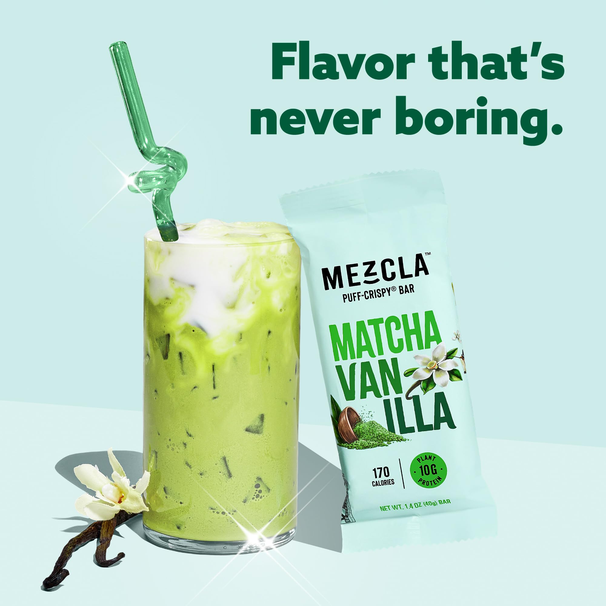 Mezcla bar provides 10g plant protein per serving for a quick boost.