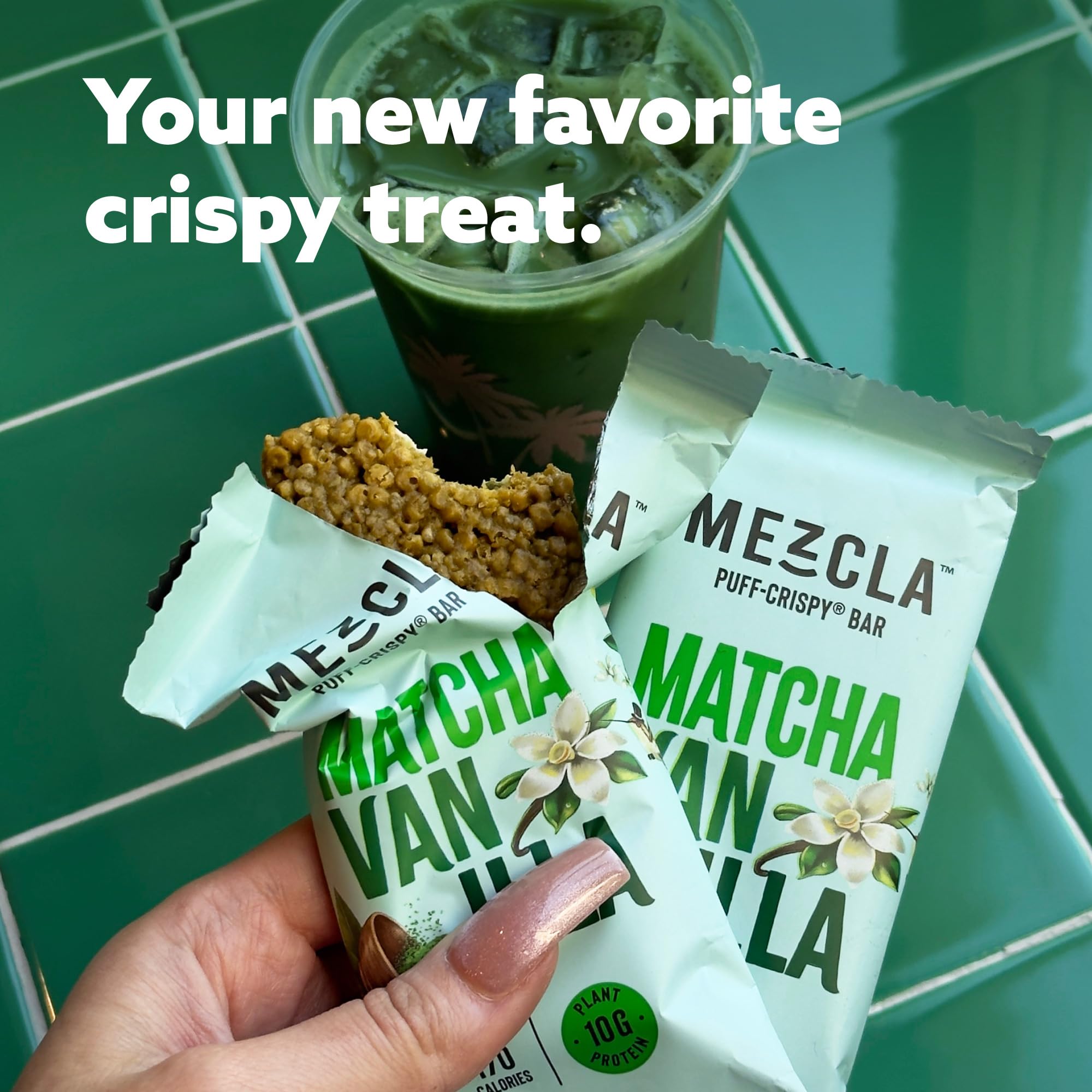 Mezcla bars in hand demonstrate portable, mess-free snacking.