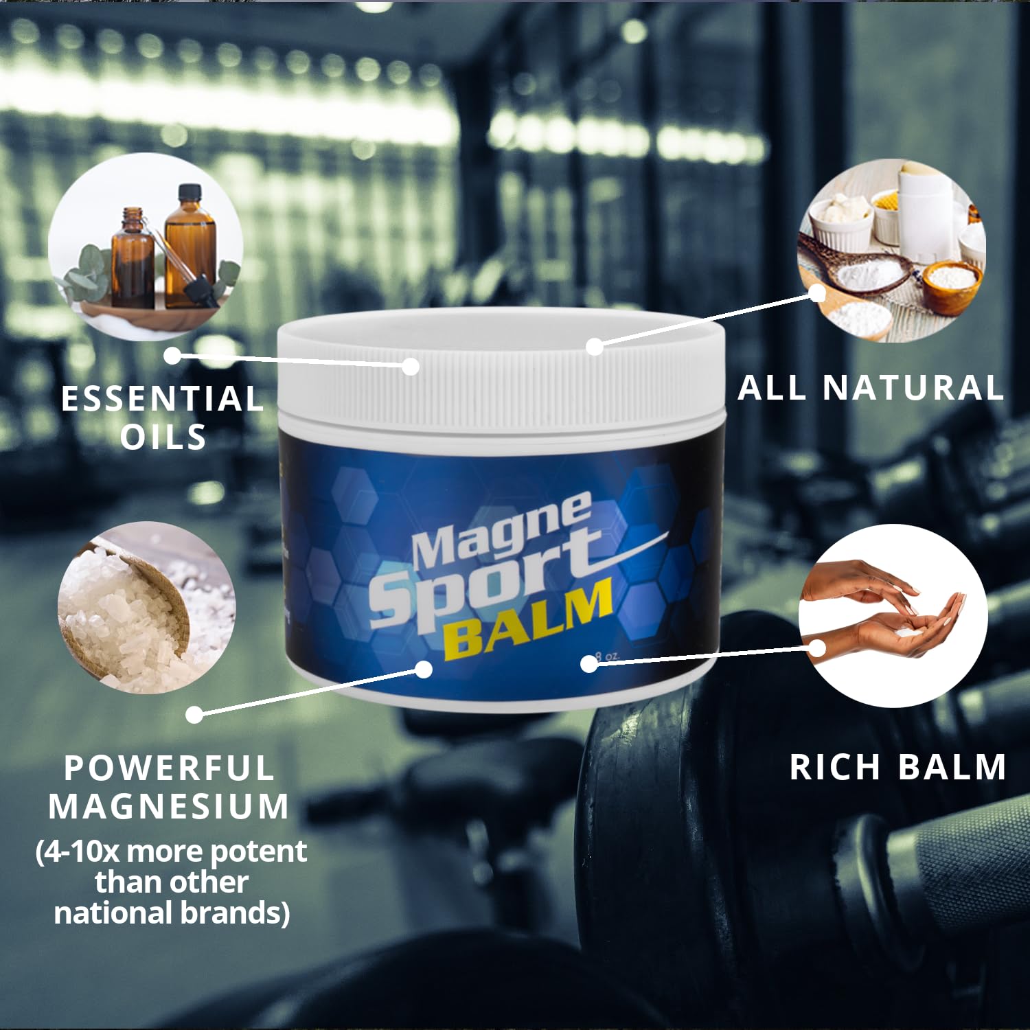 Close-up of MagneSport balm being massaged into the skin.