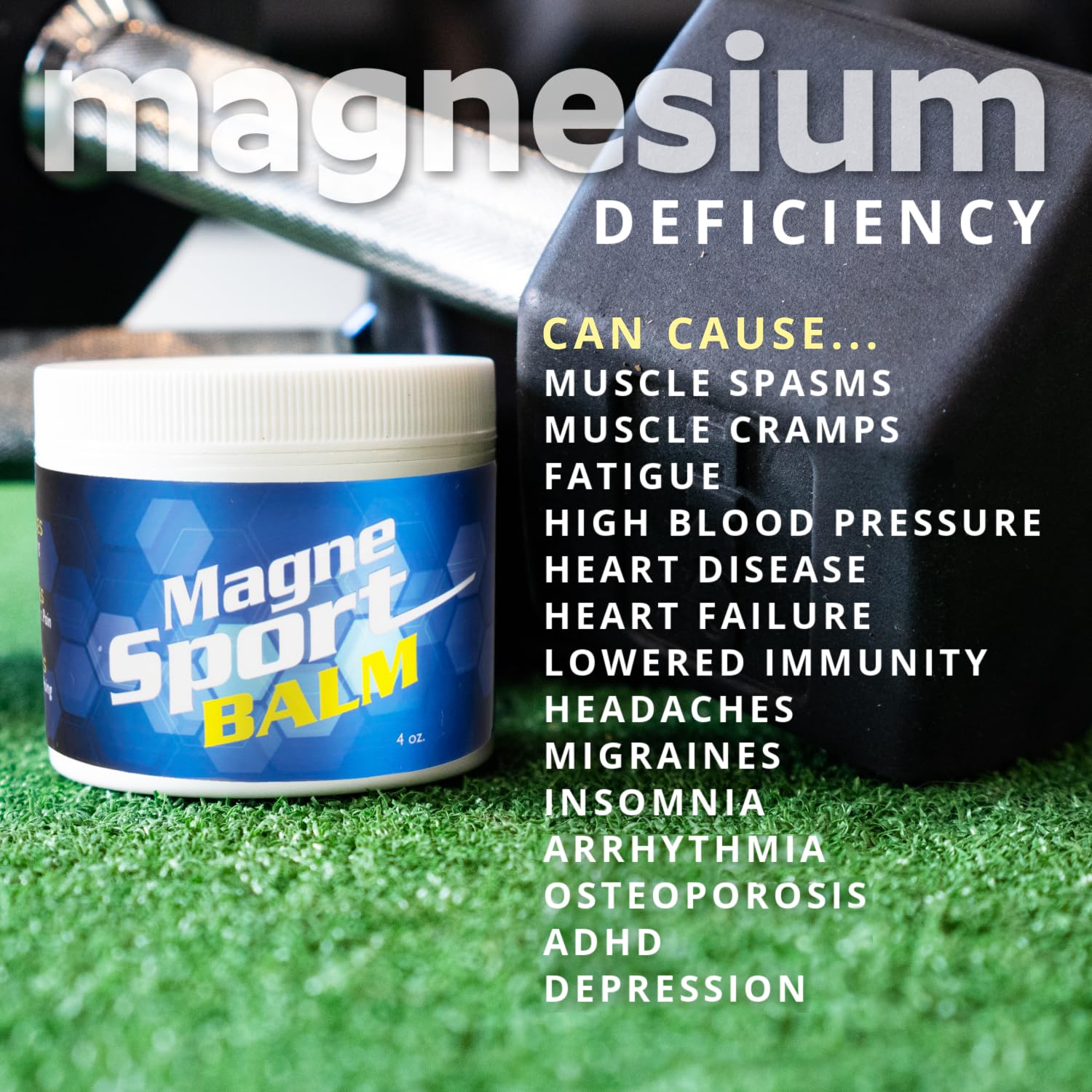 MagneSport on-the-go 8oz jar in a gym bag for easy access.