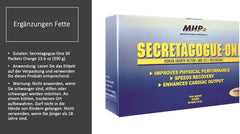 MHP Secretagogue Gold Orange capsule close-up highlights easy swallowing.