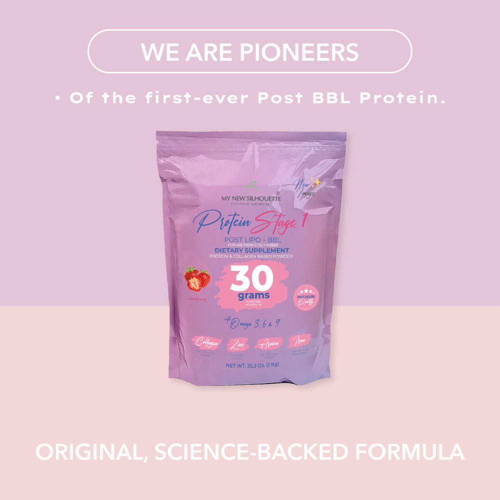 MI NUEVA SILUETA Lipotransfer Stage 1 strawberry flavor helps hydration after surgery.