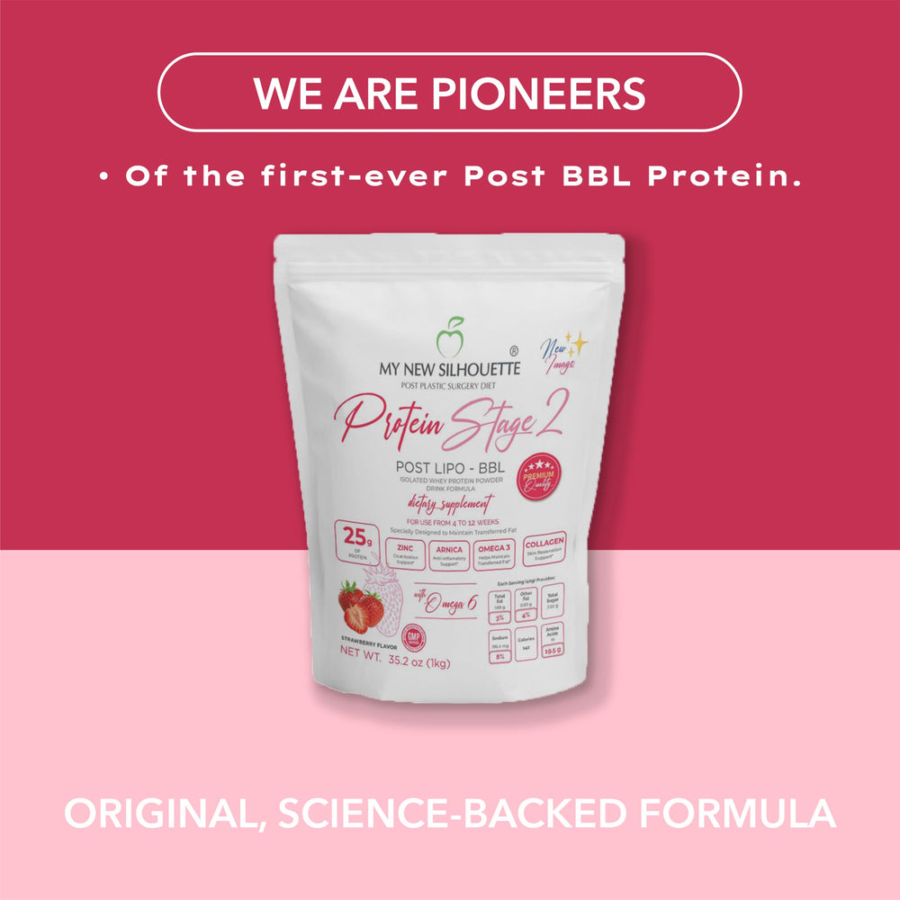 MI NUEVA SILUETA powder-bag-and-tub layout highlights strawberry flavor