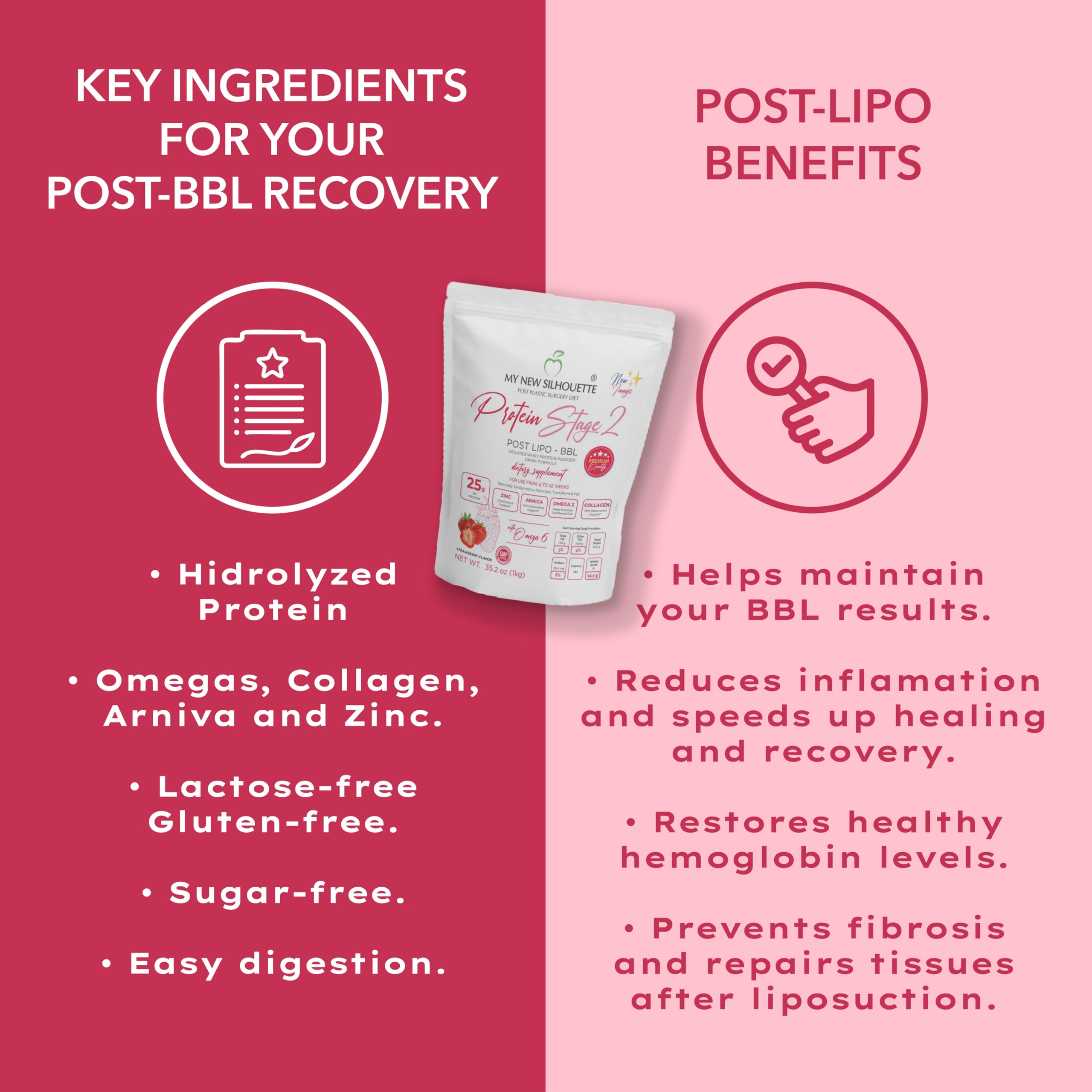 MI NUEVA SILUETA tub-front-view presents strawberry flavor and premium ingredients
