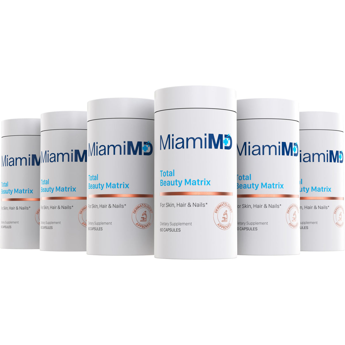 MiamiMD Total Beauty Matrix collagen bottle front, supports hair, skin, and nails