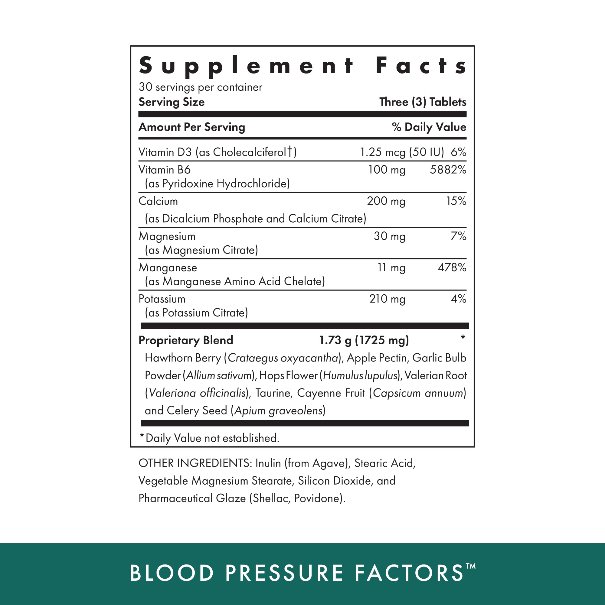 Michael's Blood Pressure Factors bottle back label showing ingredients and fluid balance cues