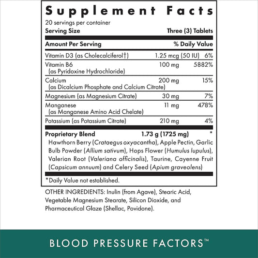 Michael's Blood Pressure Factors bottle label highlights natural calm and high potency for daily wellness.