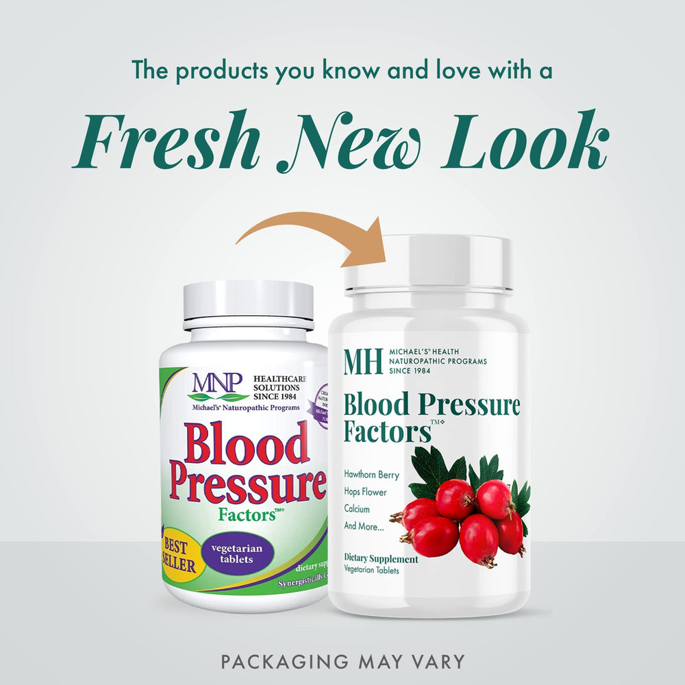 Michaels Blood Pressure Factors packaging on shelf, emphasizing kosher and high-potency formula.