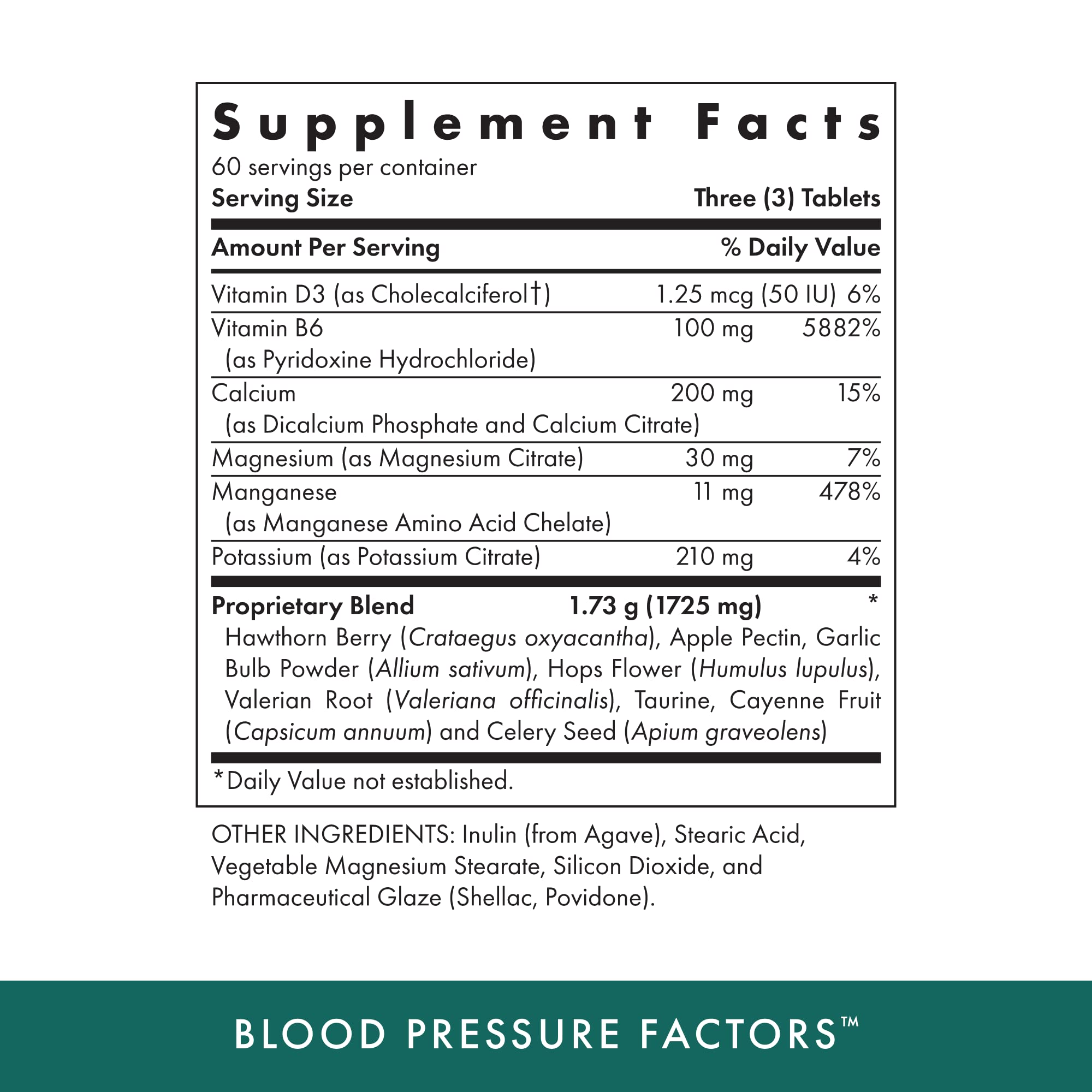 Michaels Blood Pressure Factors tablets shown in blister pack, portable and ready.