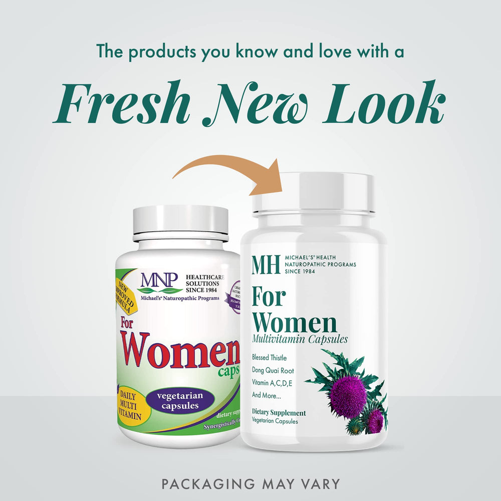 MICHAEL'S Health multivitamin bottle label emphasizes balanced nutrients for skin, hair, and nails.