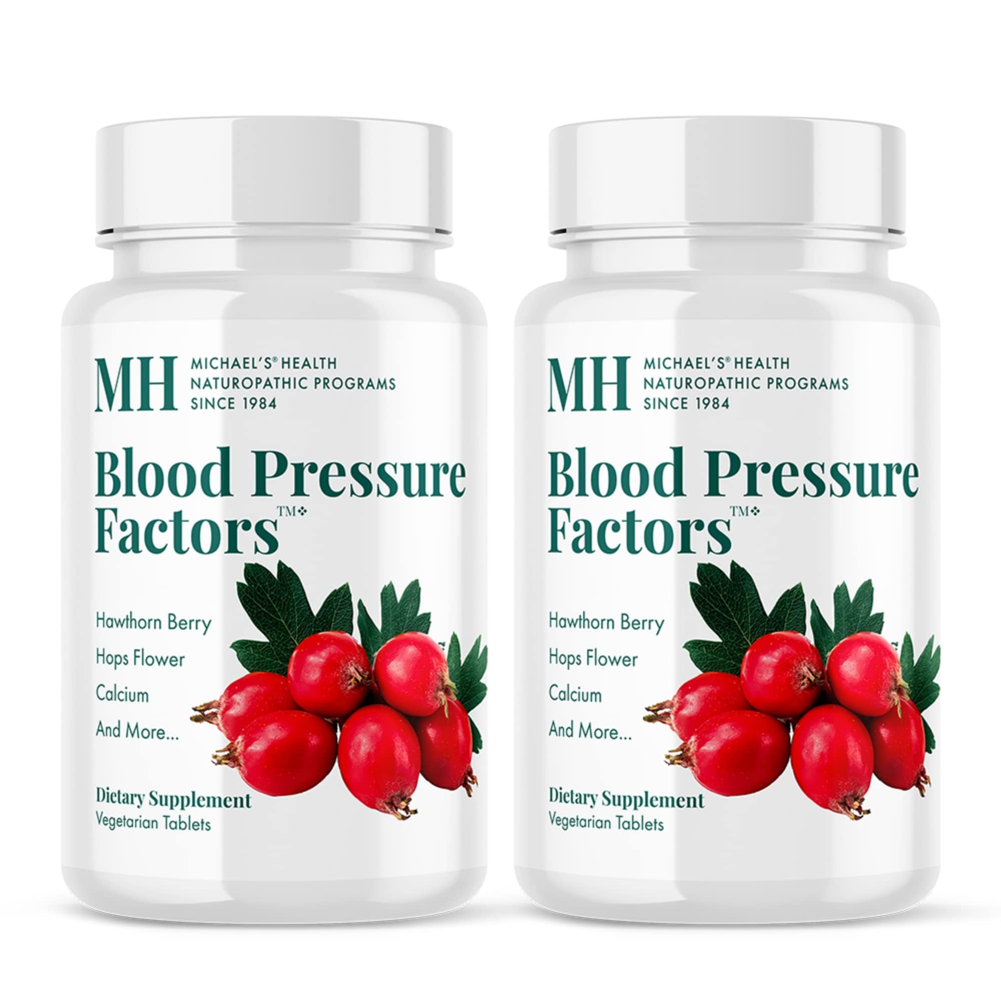 Michaels Blood Pressure Factors bottle with packaging, clear label for easy daily use.