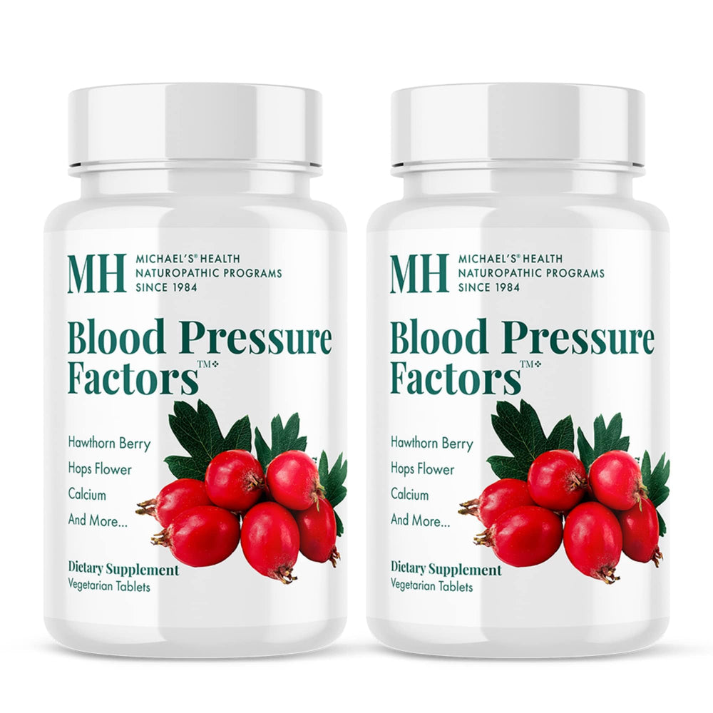 Michaels Blood Pressure Factors bottle with packaging, clear label for easy daily use.