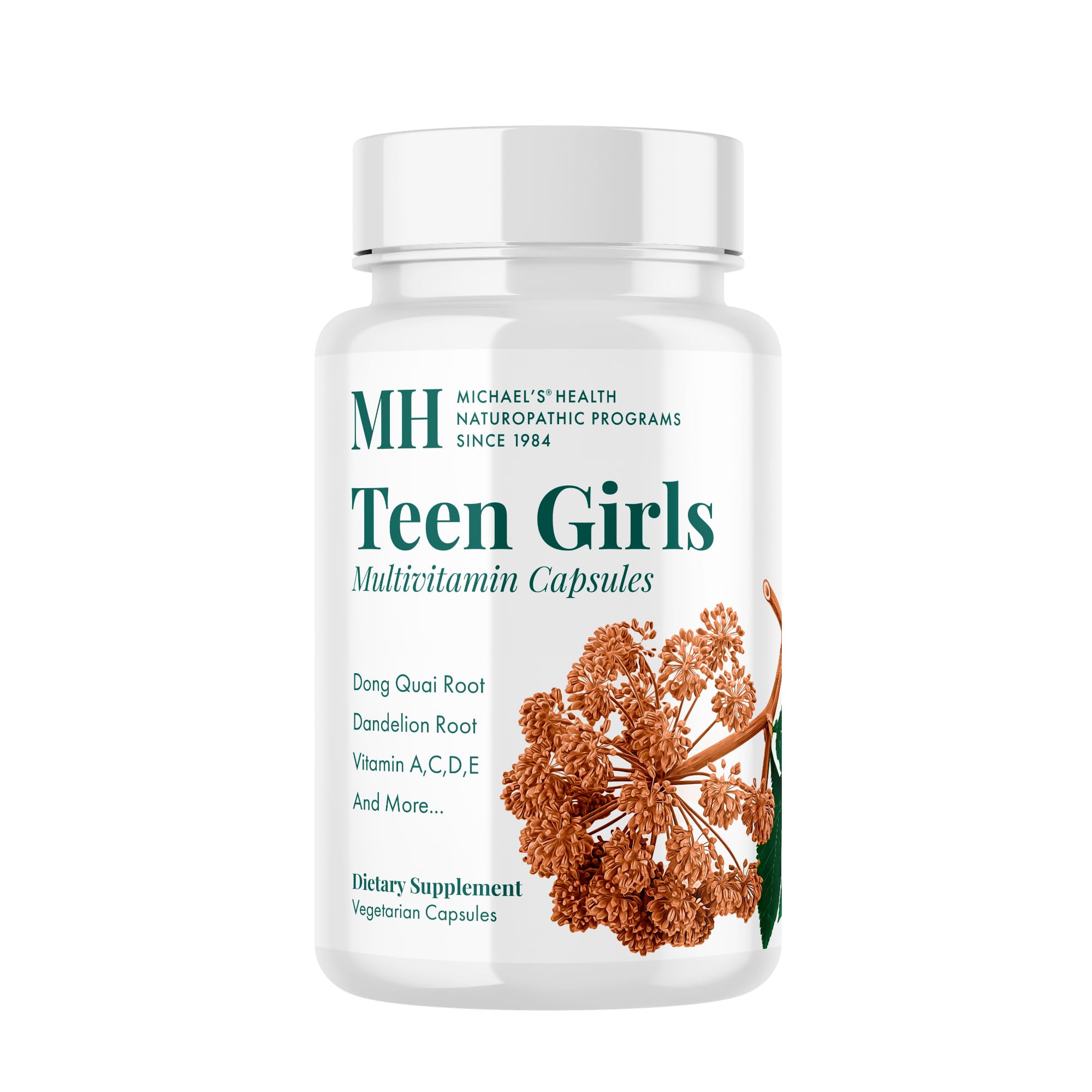 Michael's Health teen girls multivitamin bottle shown for daily growth support