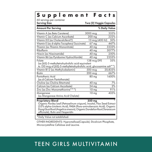 Michael's Health teen girls multivitamin label highlights kosher, high-potency nutrients