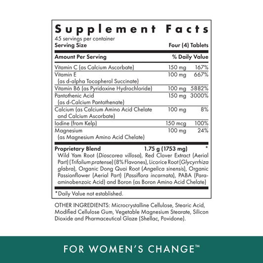 Close-up of Michael's bottle highlighting vegetarian menopause tablets.