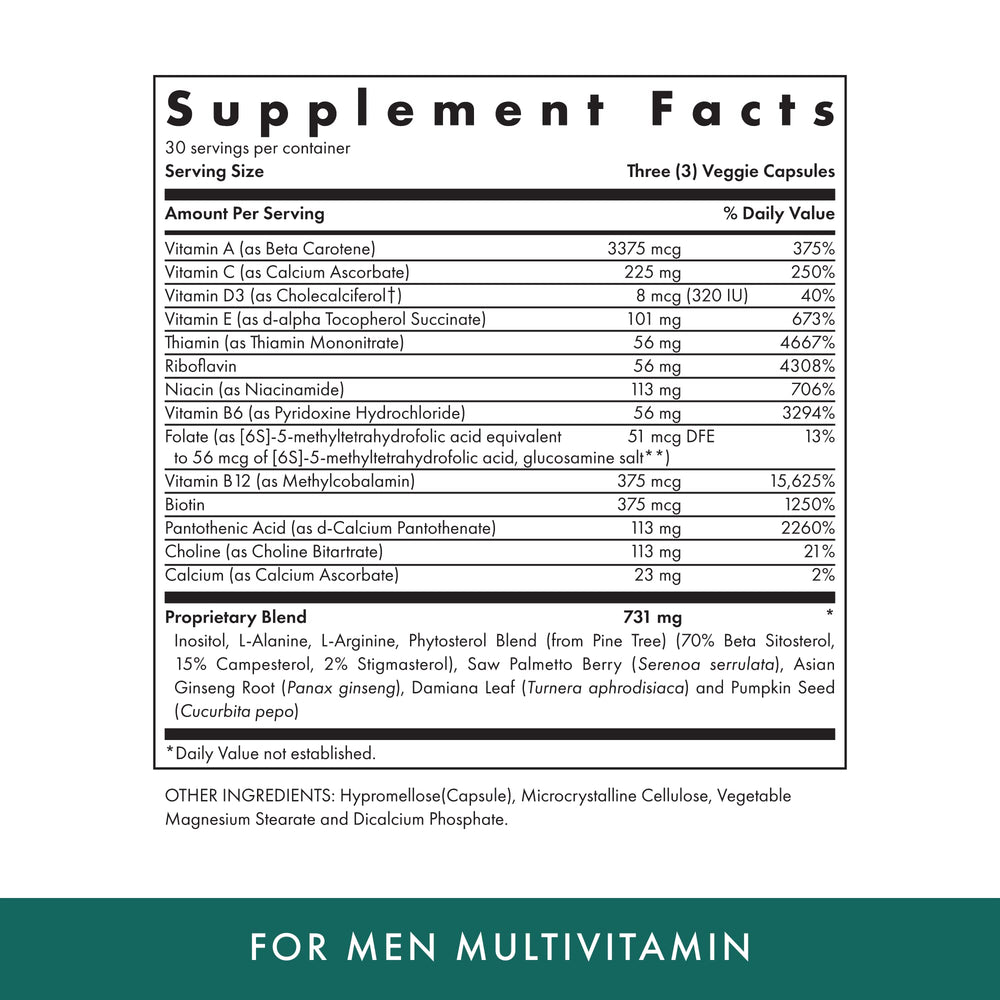 MICHAEL'S Men's Multivitamin label close-up showing vitamin blend and kosher notes.