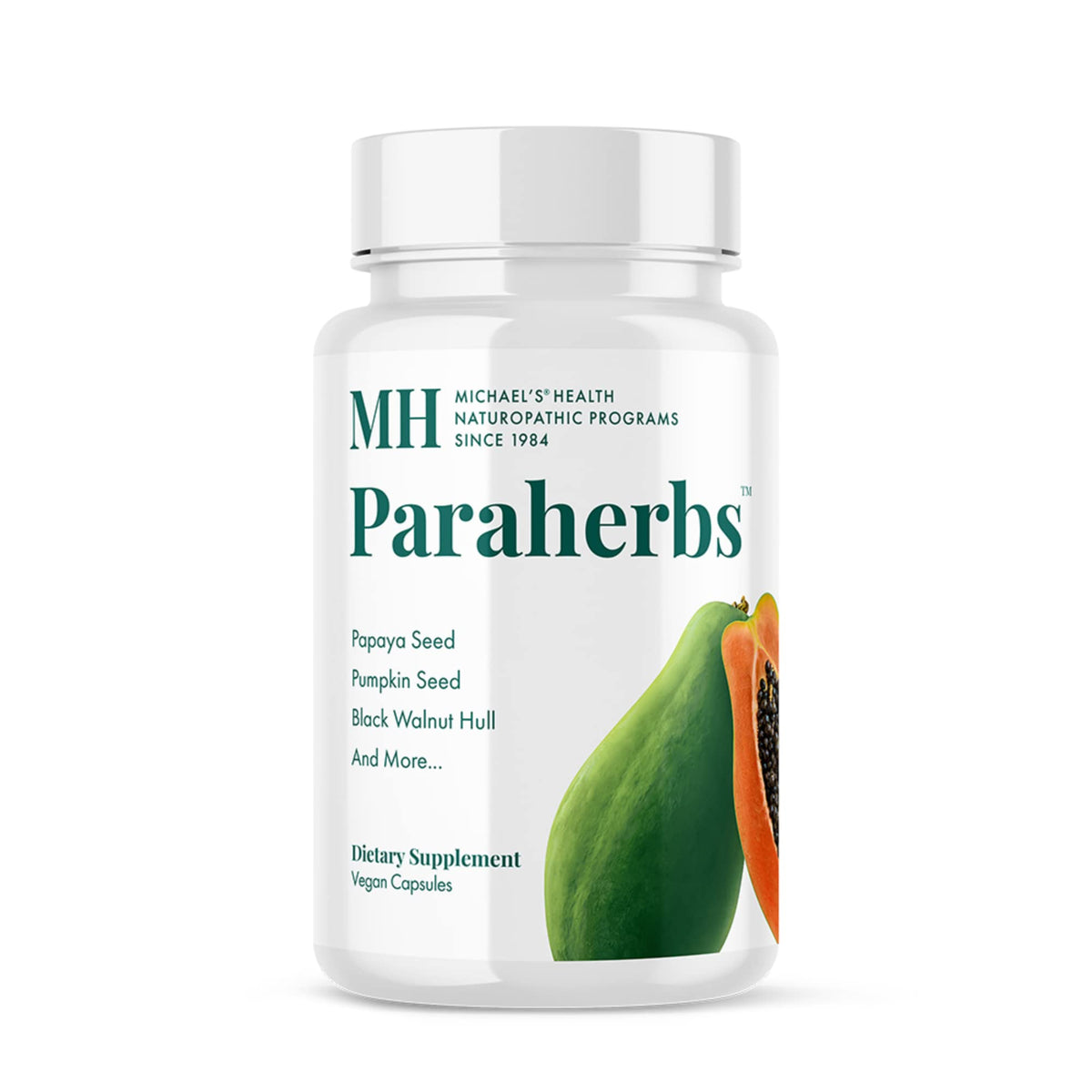 Michael's Paraherbs bottle with capsules for gentle fiber support of the intestinal tract