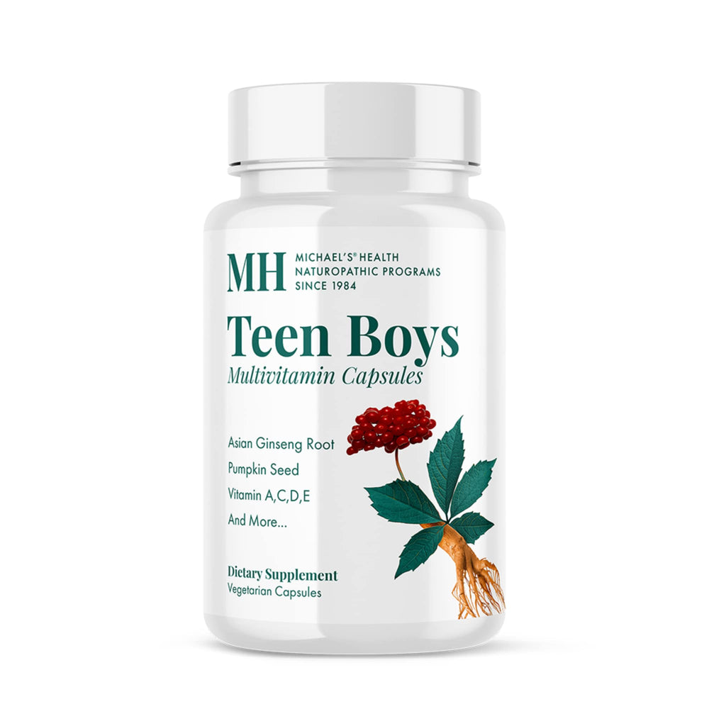 Michael's Health Teen Boys multivitamin bottle front view highlighting daily nutrition