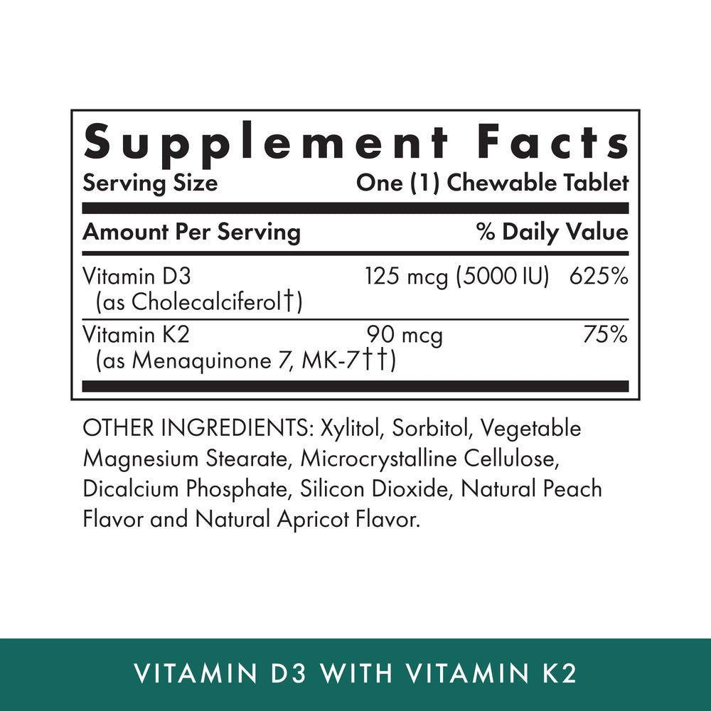 MICHAEL'S Vitamin D3 with K2 apricot chewables label close-up highlighting high potency
