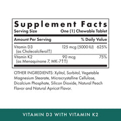 MICHAEL'S Vitamin D3 with K2 apricot chewables label close-up highlighting high potency