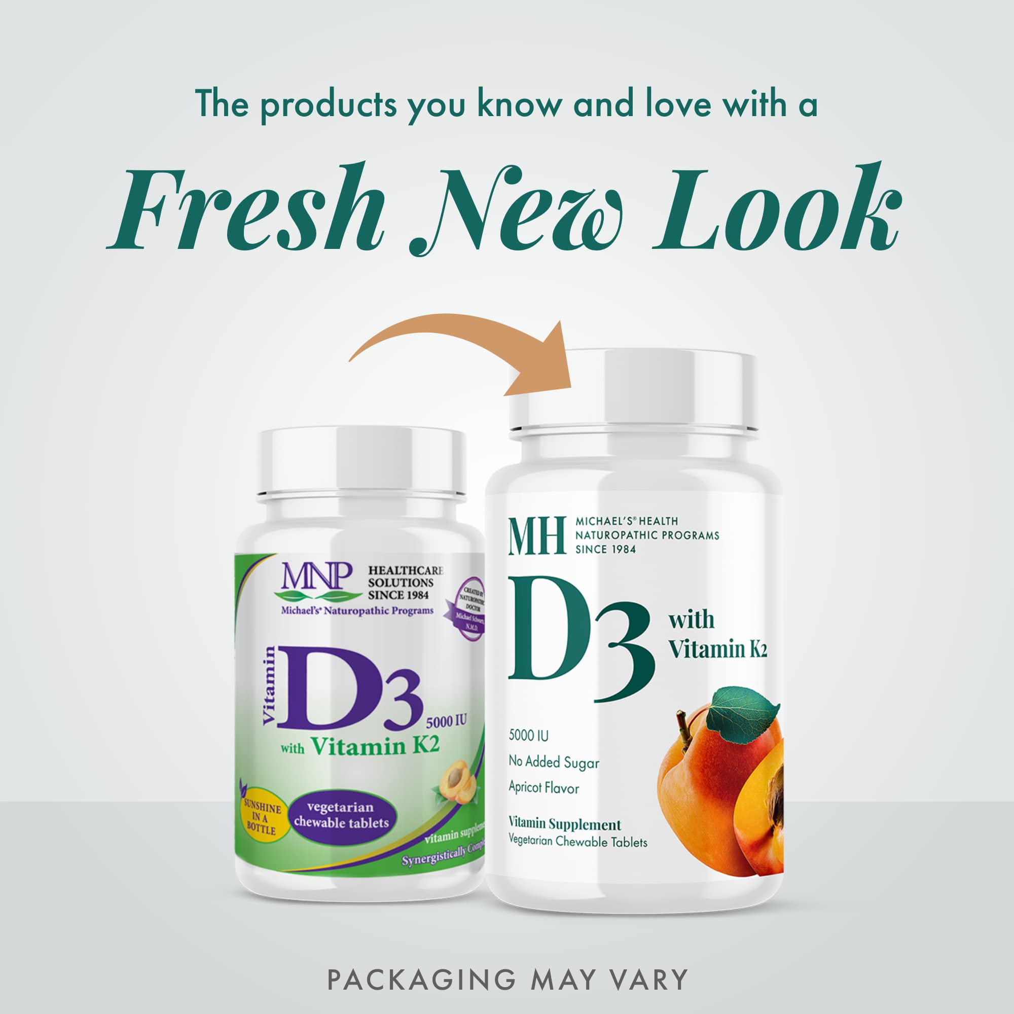 MICHAEL'S Vitamin D3 with K2 apricot chewables tablets in hand for daily use