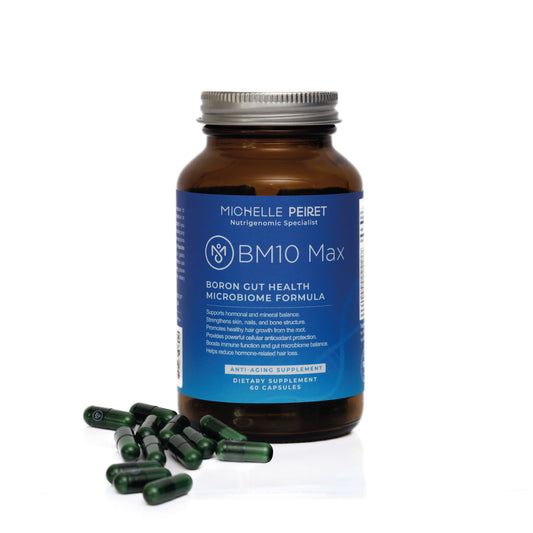 Michelle Peiret BM10 Max bottle showing boron complex for daily balance