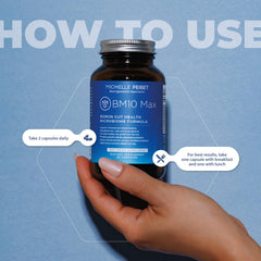  Michelle Peiret BM10 Max two capsules daily dose on a desk