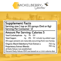 Mickelberry Gardens Family-friendly label on a bottle conveys gluten-free and allergen-free.