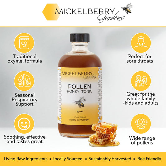 Mickelberry Gardens Pollen Honey Tonic tea-mix ready for infusion.