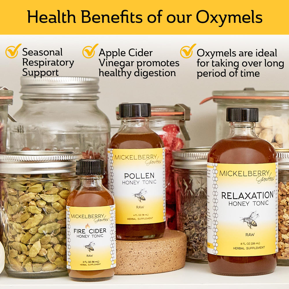 Serving idea for Mickelberry Gardens Pollen Honey Tonic in tea or water