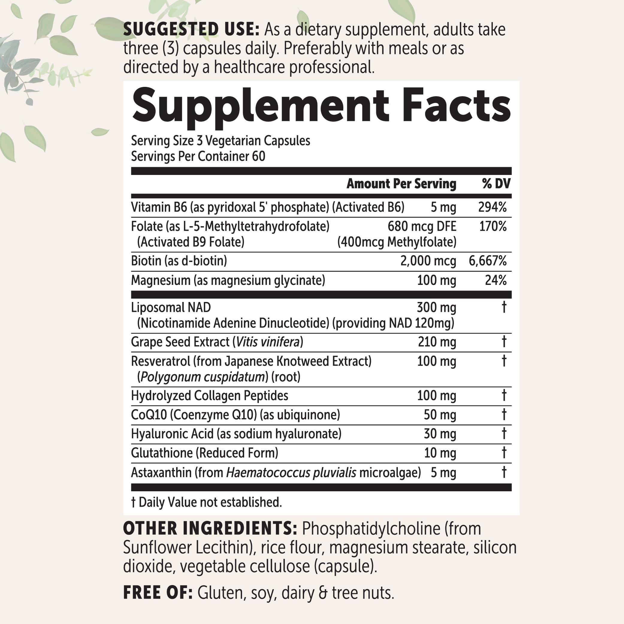 Micro Ingredients Liposomal NAD+ capsules close-up shows the liposomal delivery system for easy daily use.