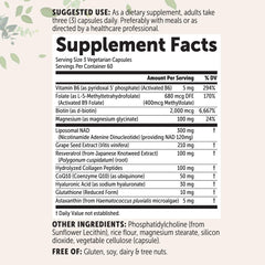 Micro Ingredients Liposomal NAD+ capsules close-up shows the liposomal delivery system for easy daily use.