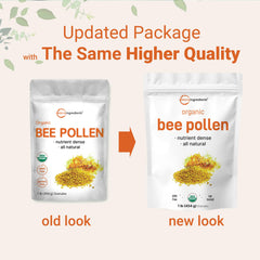 1 lb pouch of Micro Ingredients bee pollen packaging detail